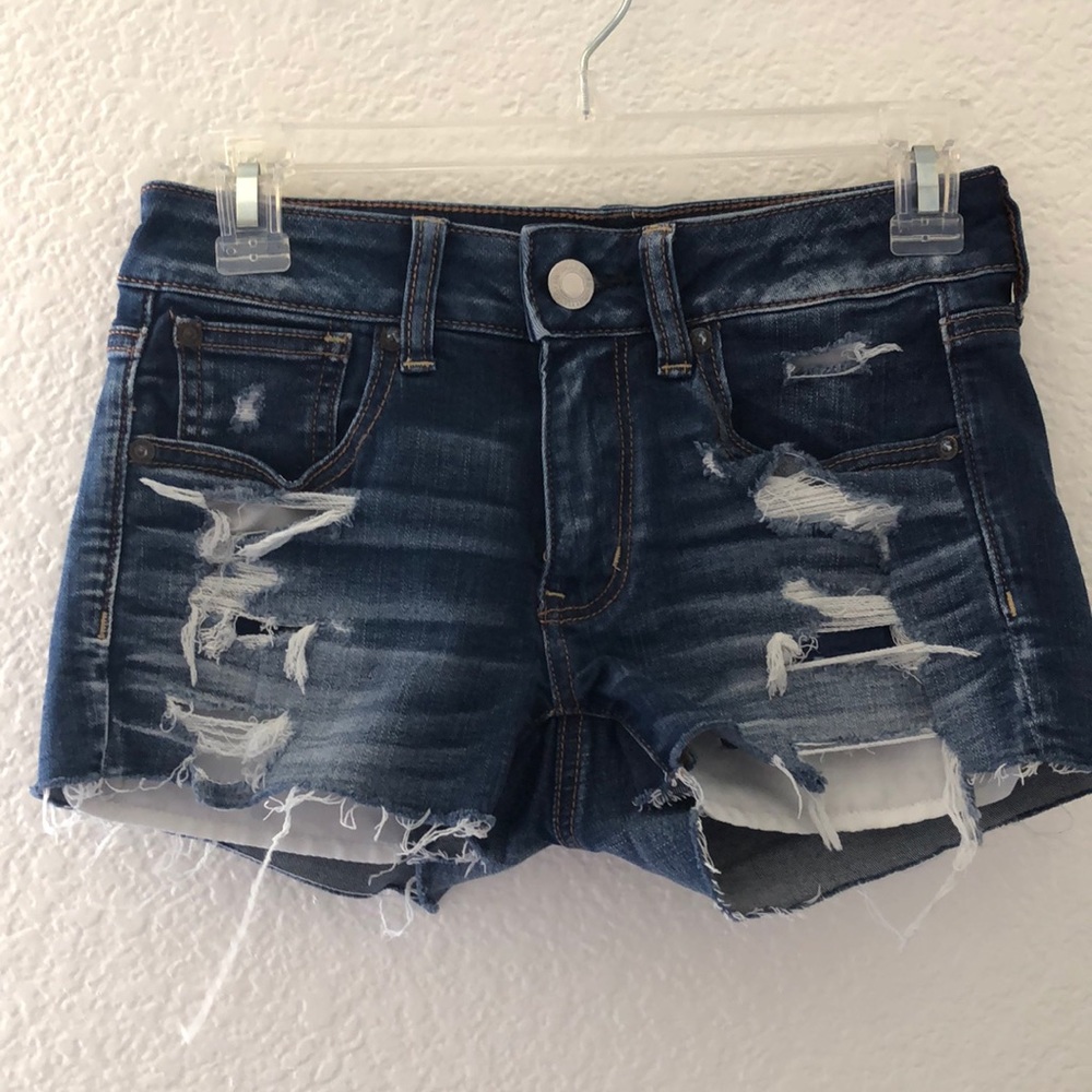 Navy blue ripped short shorts
